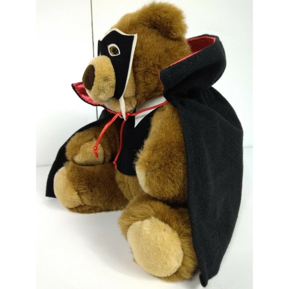 1992 CUDDLE TOYS BY DOUGLAS 9" DRACULA BEAR IN CAPE STUFFED ANIMAL PLUSH TOY NWT - Picture 3 of 12